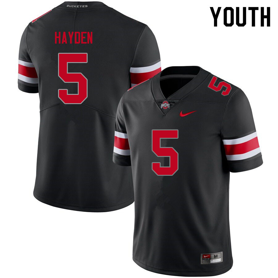 Ohio State Buckeyes Dallan Hayden Youth #5 Blackout Authentic Stitched College Football Jersey